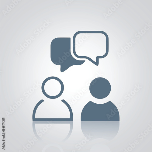Chat speak sign talk icon, signs, and a silver abstract background