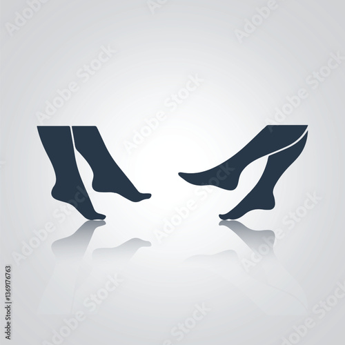 Legs symbols, girls' legs icons, with a silver abstract background