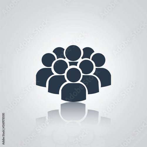 Teamwork, a group of community icons, with a silver background