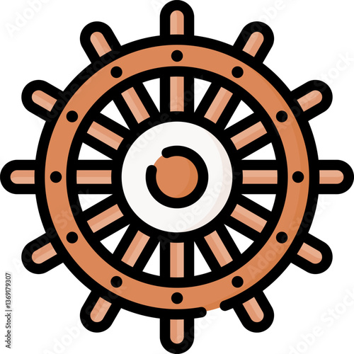 ship wheel Illustration on a white background.