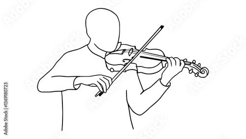 Violin Playing Pose Line Art: Capture Musical Elegance with Minimalist Lines