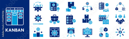 Kanban icon collection set. Containing design management, business, kanban, project, board, work