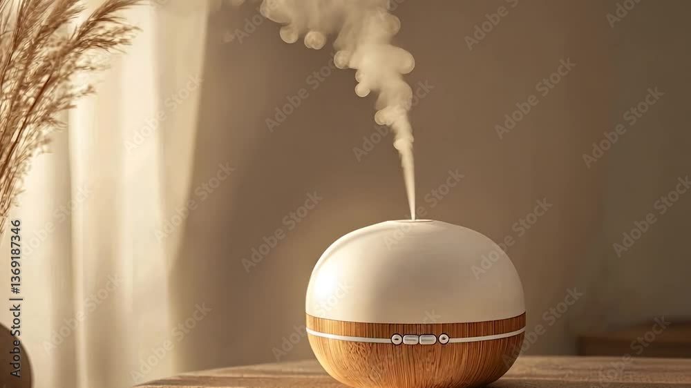 Air humidifier aroma diffuser creates comfortable living conditions in modern home