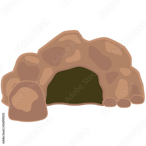 Rocky cave with grass