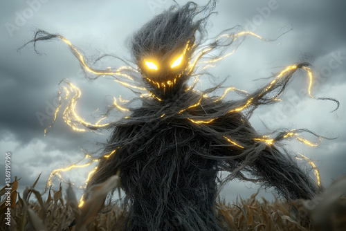 Glowing Dark Creature in a Cornfield