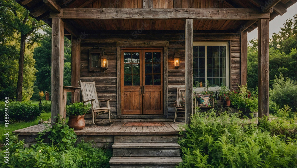Charming rustic house surrounded by greenery Charming rustic house surrounded by greenery