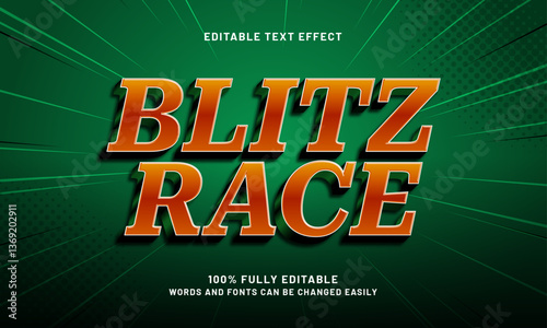blitz race editable text effect with a fast and speed text style