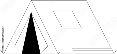 Minimalist Camping Tent Icon – Outline Vector for Adventure and Outdoor Travel
