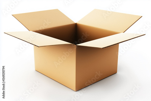 Obraz na płótnie Close-up of an open empty cardboard box on a white background. w salonie