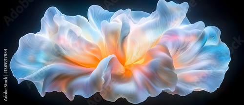 Luminous Abstract Flower with Soft Petals and Glowing Center