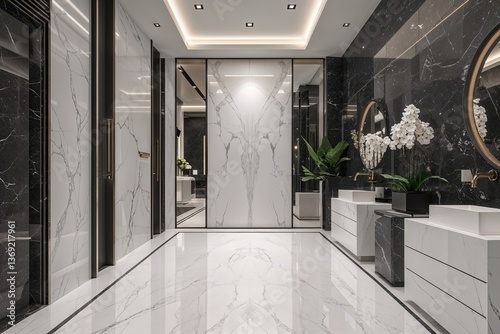 Elegant Black Design Pristine White Marble Granite Wall Panels with Smooth Texture for Luxury Flooring