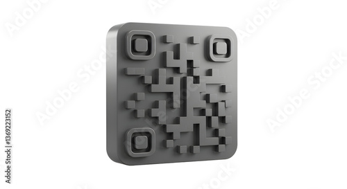 Gray QR Code Render on White Background for Mobile Scanning