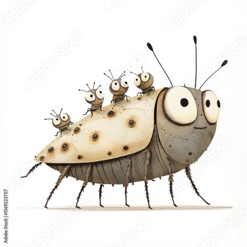 water bug family clipart illustration