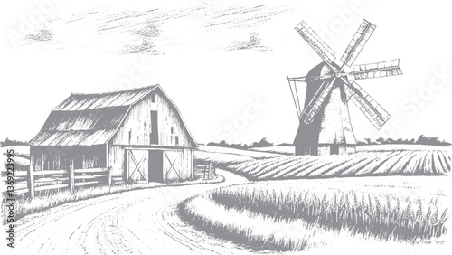 old windmill in the countryside