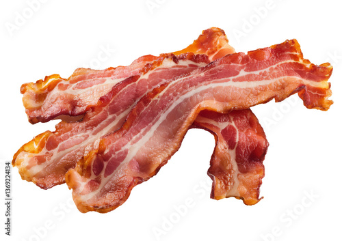 Photography crispy bacon strips isolated on white background
