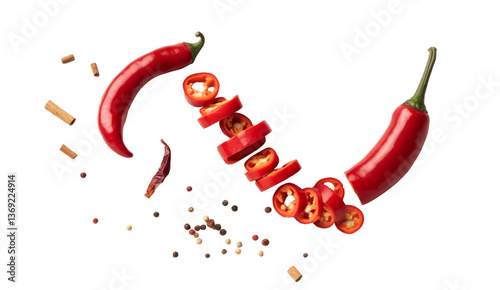 red chili peppers on white background