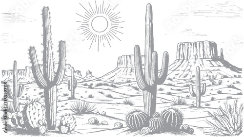 cactus in desert vector illustration