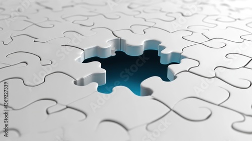 Sales and Marketing Puzzle Piece Hole 3d Illustration