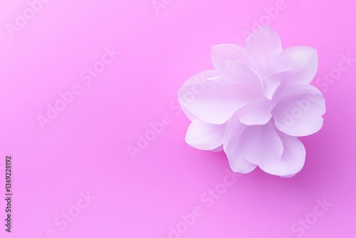 Delicate white flower on pink background