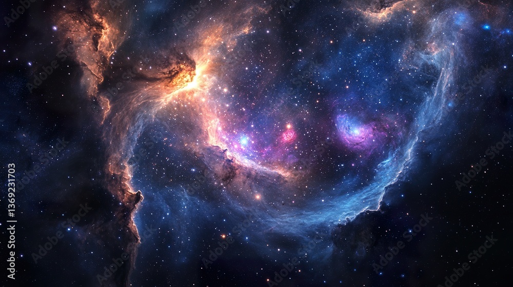 Fototapeta premium Stunning cosmic vista showcasing vibrant nebula and stellar constellations beauty