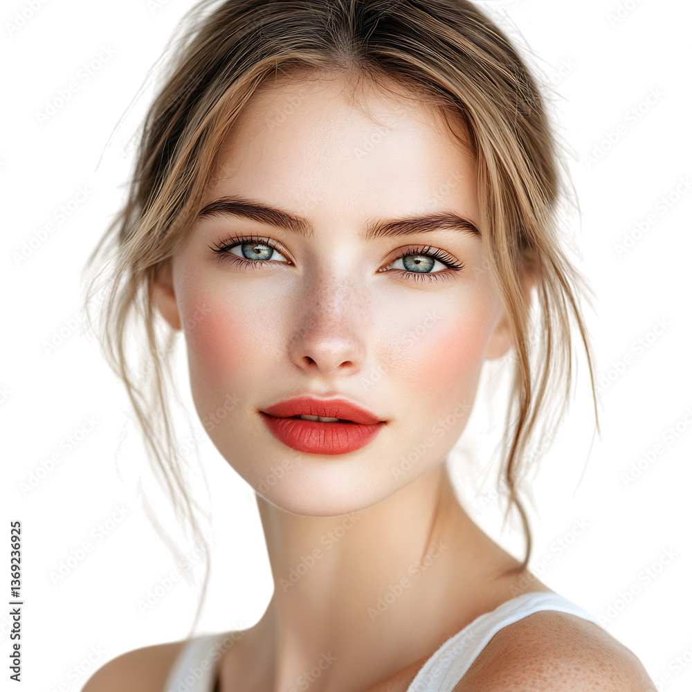 A Woman with Content Expression Lips Curled Into a Smile Isolated on Transparent Background A Woman with Content Expression Lips Curled Into a Smile Isolated on Transparent Background