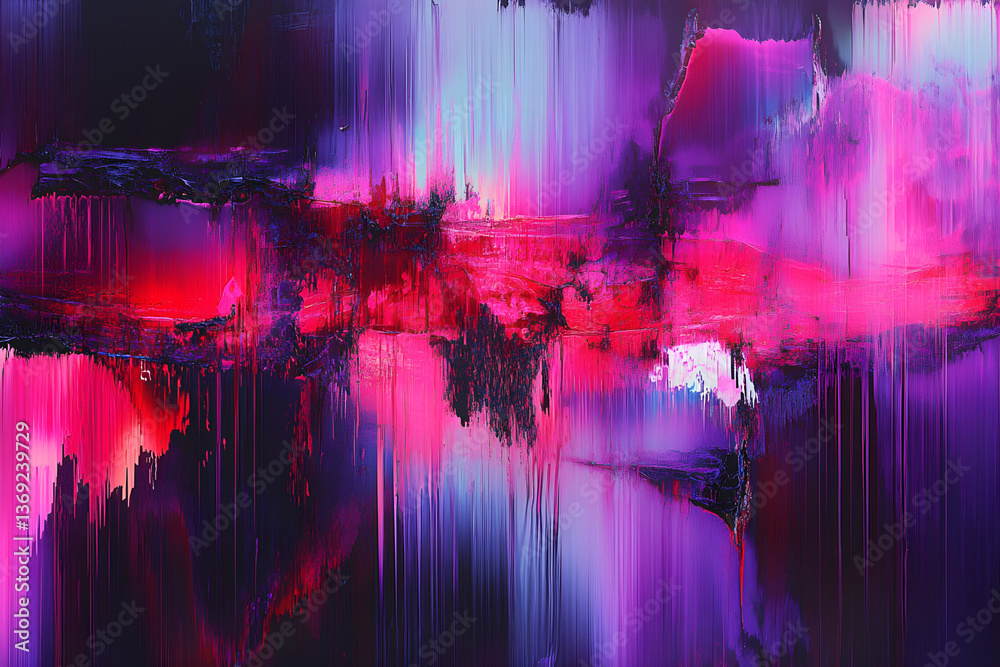 Fototapeta premium Vibrant Disruption: The Artistry of Digital Chaos on a Broken Screen