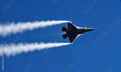 Fighter Jet Performing Aerobatics Leaving White Contrails Against a Clear Blue Sky