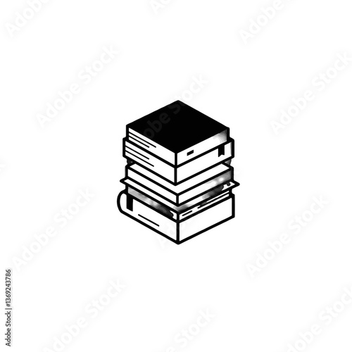 Isometric illustration of a stack of books
