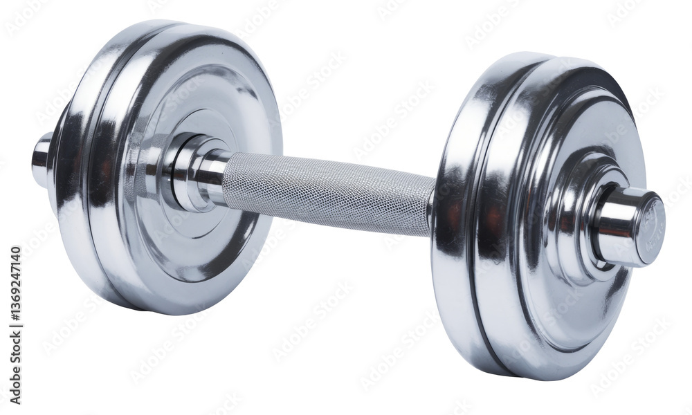 Naklejka premium chrome dumbbell isolated on white background