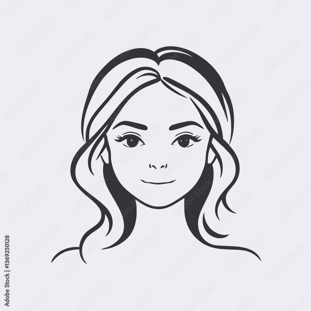 Adobe Illustrator Artwork Stylized Illustration of a Face with Long Wavy Hair Obscured by a Blurred Square for Art, Creativity, and Abstract Concepts Adobe Illustrator Artwork Stylized Illustration of a Face with Long Wavy Hair Obscured by a Blurred Square for Art, Creativity, and Abstract Concepts