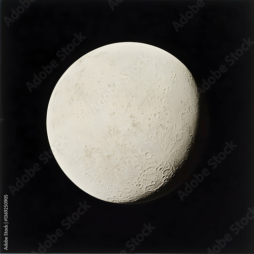 Off-White Cratered Planet Against Dark Background