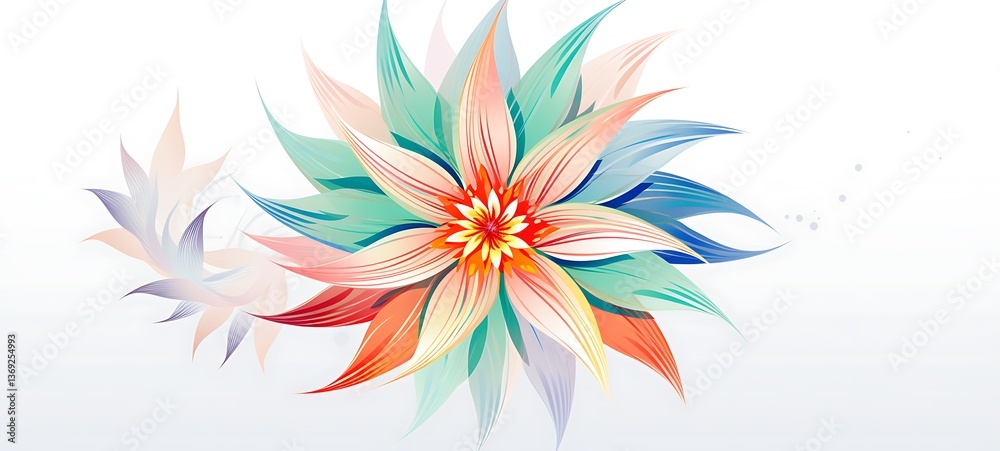 Fototapeta premium White background with drawings of colorful Edelweiss Flower for children, ai generative