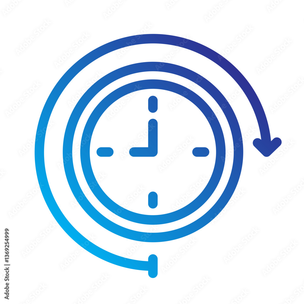 Working time line gradient icon Working time line gradient icon