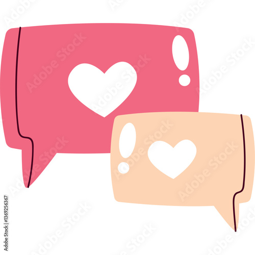 Chat Bubble - Love elements Flat Iluustration