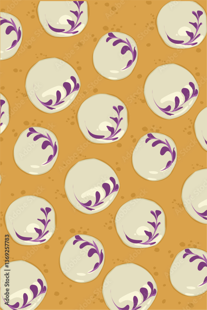 Fototapeta premium Batik with white pattern and purple paint abstract motif. Cake glaze