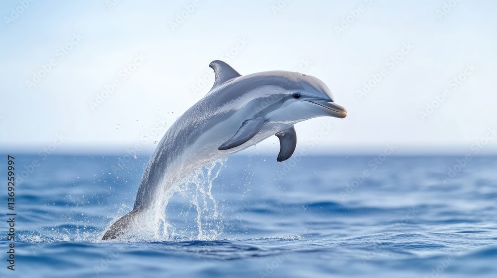 Fototapeta premium Dolphin leaping gracefully in azure waters