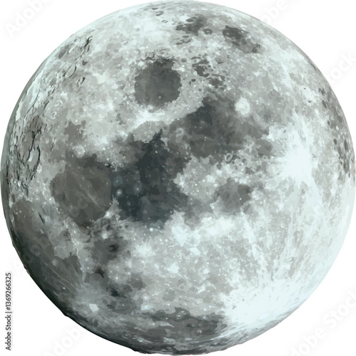 Vector blue moon created by 3D modeling.