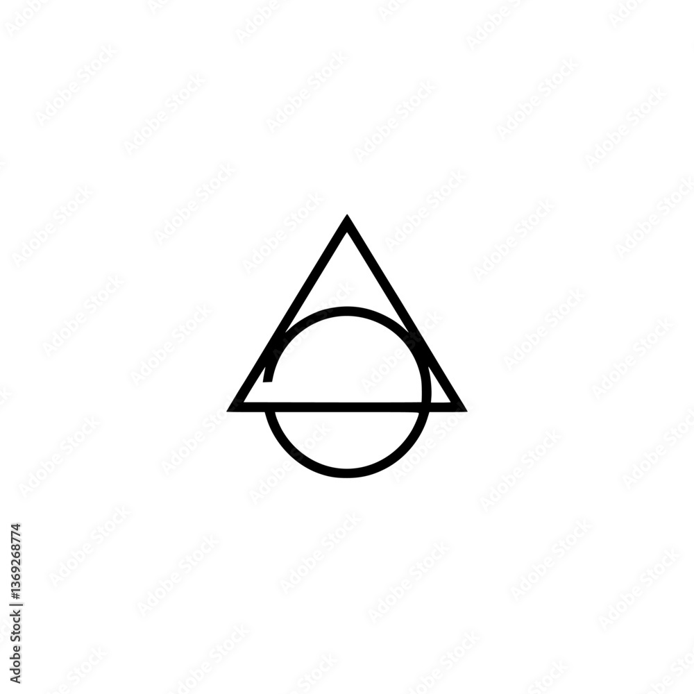 Fototapeta premium Minimalist Geometric Logo: Triangle, Circle, and Line on White