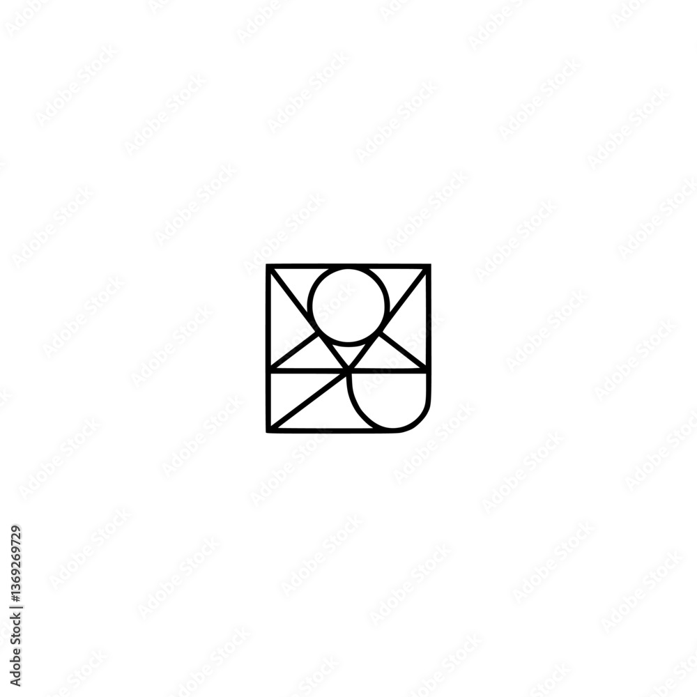 Geometric Abstract Logo Design, Black Lines, Minimalist Style Geometric Abstract Logo Design, Black Lines, Minimalist Style