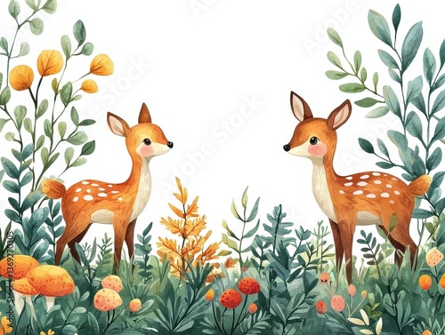 Two Deer in Enchanted Forest