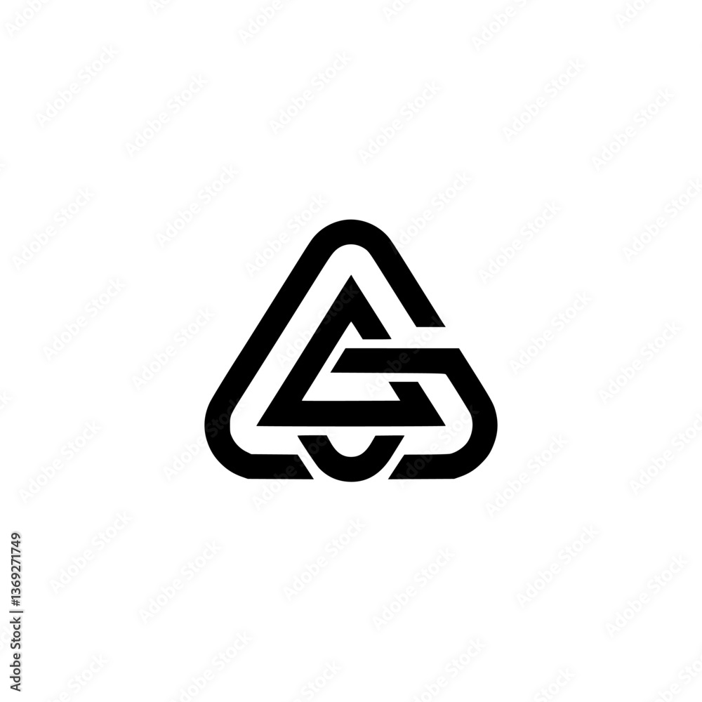Geometric Modern Logo: Intertwined G & Triangle Shape Geometric Modern Logo: Intertwined G & Triangle Shape