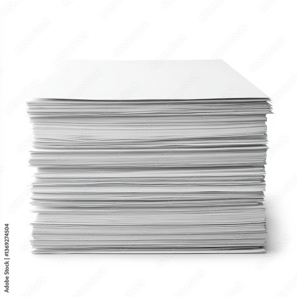 A neat stack of white A4 paper on a solid background A neat stack of white A4 paper on a solid background