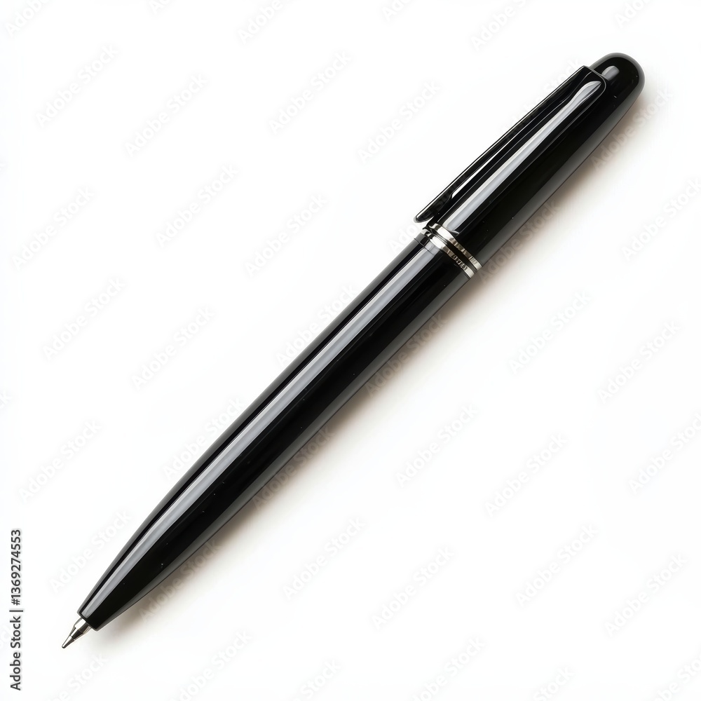 A sleek black ballpoint pen with a minimalist design A sleek black ballpoint pen with a minimalist design