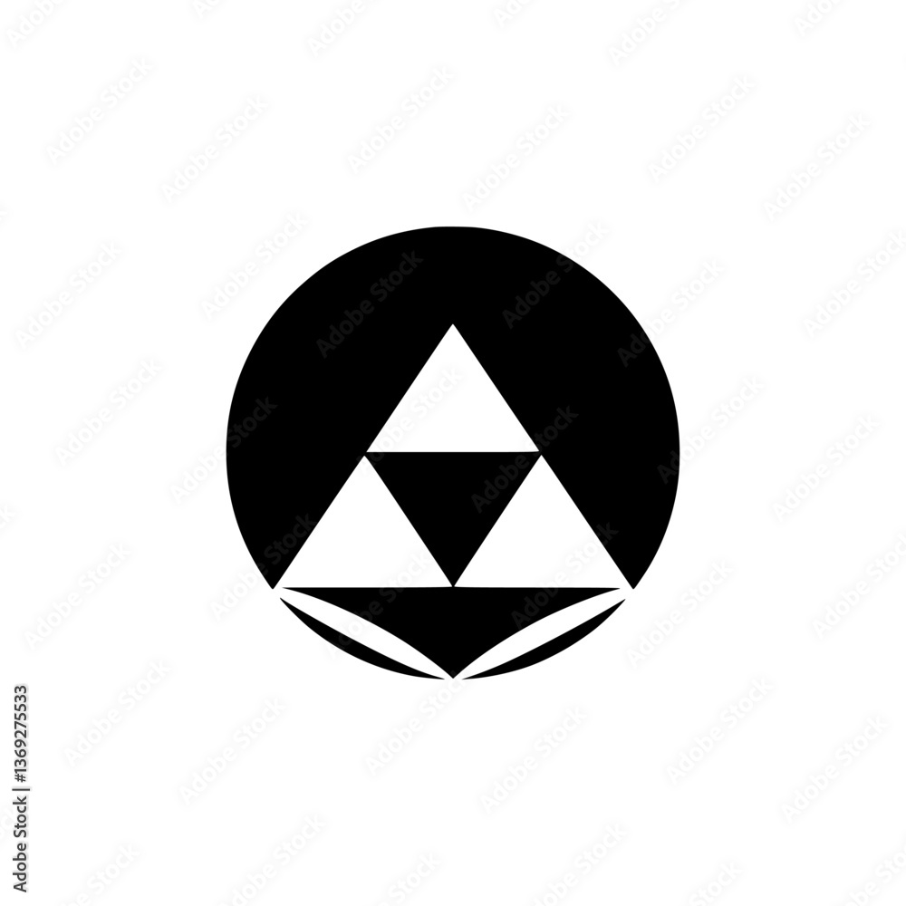 Black and White Geometric Abstract: Triforce in a Circle Black and White Geometric Abstract: Triforce in a Circle