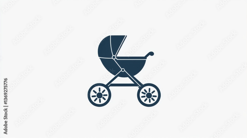110.Minimalist vector icon of a baby stroller with clean lines and a rounded design, displayed in a single solid color against a white background. 110.Minimalist vector icon of a baby stroller with clean lines and a rounded design, displayed in a single solid color against a white background.