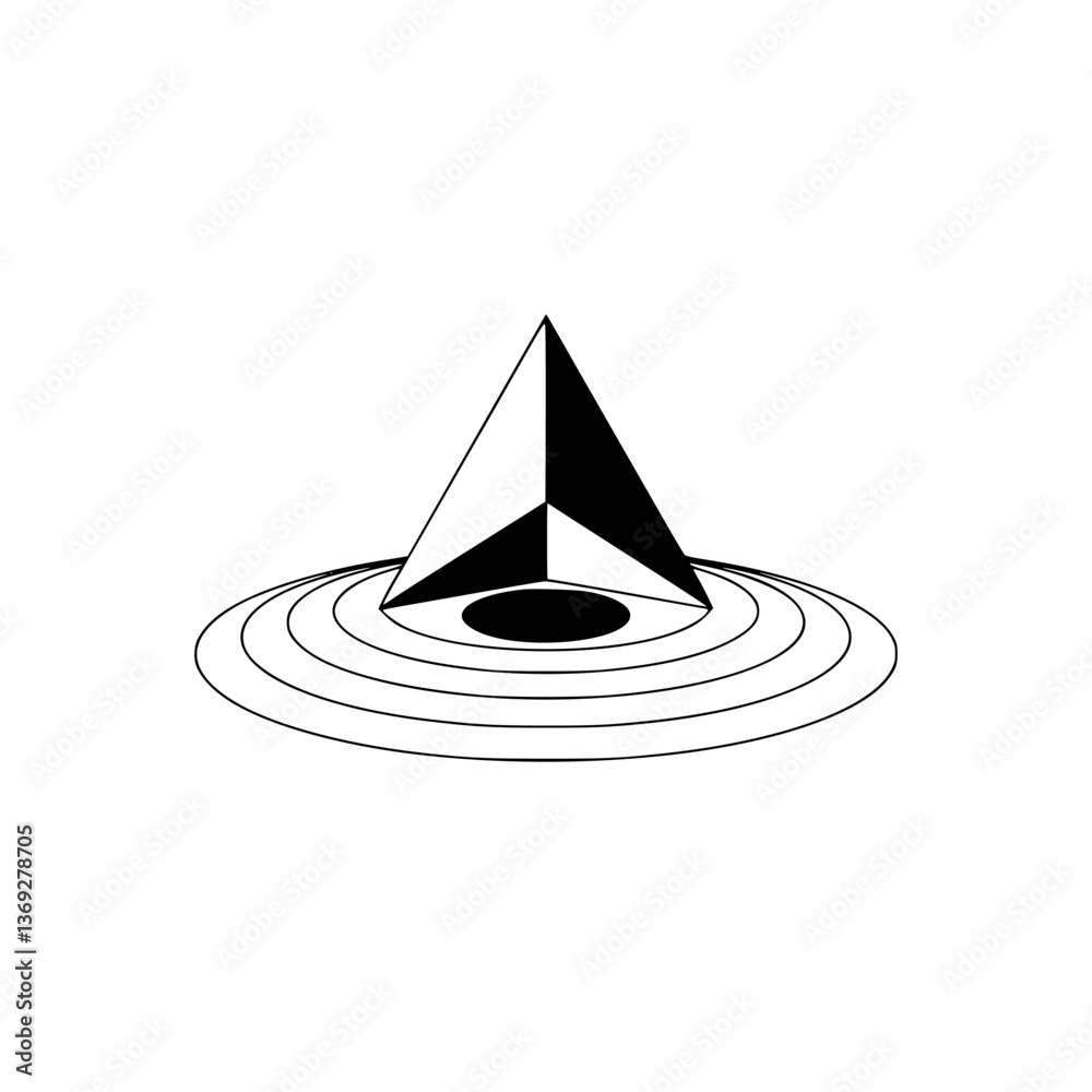 Fototapeta premium Abstract Geometric Illustration: Pyramid and Concentric Circles