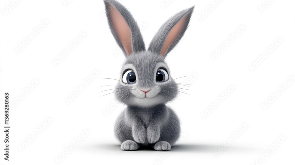 Obraz premium Cute grey bunny rabbit sitting.