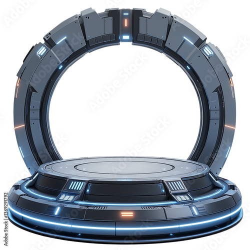 Futuristic platform stage for product display render art isolated on transparent background
