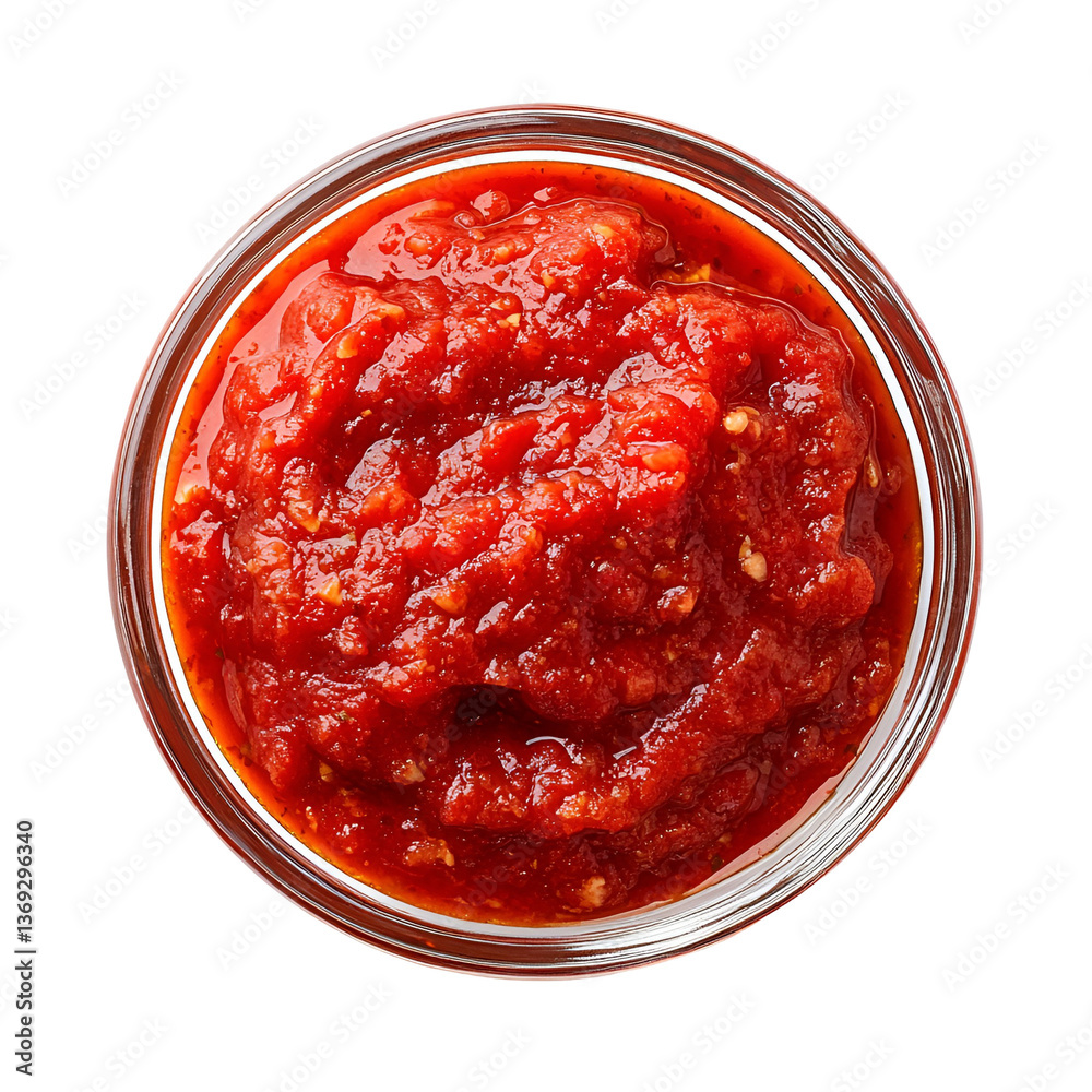 Red tomato sauce in a glass bowl Red tomato sauce in a glass bowl