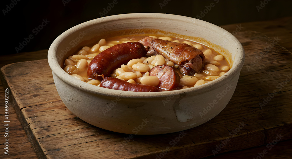 Hearty White Bean Soup With Sausage And Chicken In A Rustic Bowl Hearty White Bean Soup With Sausage And Chicken In A Rustic Bowl